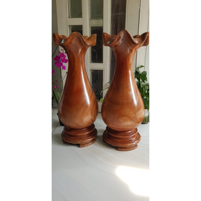 Cặp Lộc Bình Gỗ Gõ Đỏ cao 68cm x đk 25cm vân tự nhiên đẹp Anh Chị trưng phòng khách nhà, công ty, 2 bên bàn thờ Thần Tài , bất kỳ nơi nào trang trí trong nhà thấy đẹp Ý nghĩa Bình An, Phú Quý Tài Lộc ạ