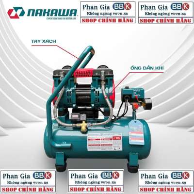 [chính hãƞg] Máy Nén Khí Không Dầu lên hơi nhanh Nakawa 15L, Động cơ siêu êm 100% lõi đồng, Bảo hành 1 năm