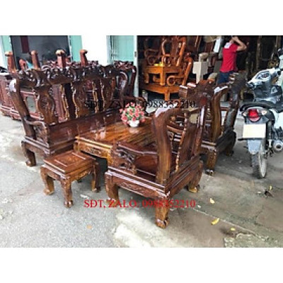 Bộ ghế quốc đào gỗ tràm tay 10