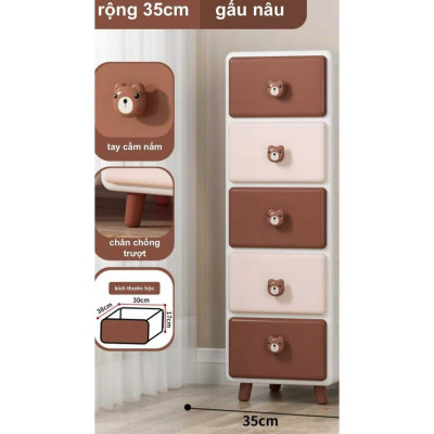 Tủ Đựng Đồ Cho Bé Nhiều Ngăn-Tủ Nhựa Đa Năng Gấu Thỏ 4 Tầng, Đựng Quần Áo Đồ Dùng Trẻ Em