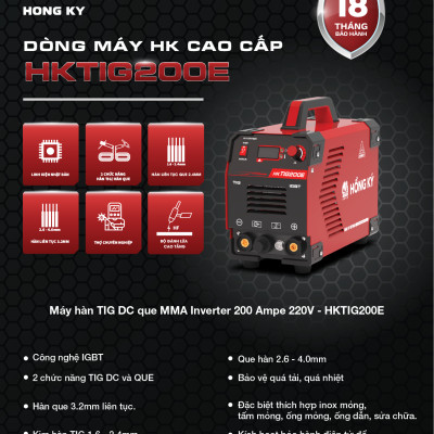 Máy hàn MMA - TIG 200A - 220V Hồng Ký Eco - HK TIG200E (2023)