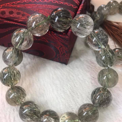 VÒNG NAM VIP 14,5LY  ĐÁ THẠCH ANH TÓC XANH TRONG THẲNG MƯỢT SANG ĐẲNG CẤP  HỢP CÁC ANH MỆNH MỘC HỎA THỦY