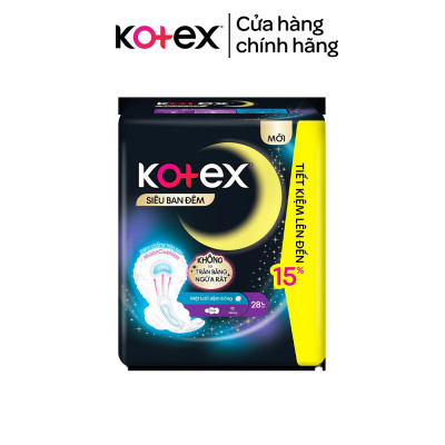 Lốc 4 gói BVS Kotex Siêu Ban Đêm 28cm Mặt lưới Đệm bông chống tràn sau 12 miếng