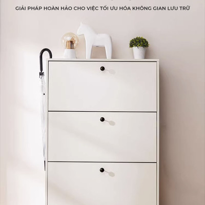 Tủ giày thông minh 3 cánh lật tiết kiệm diện tích gỗ mdf phủ melamin thương hiệu IGA - GP321