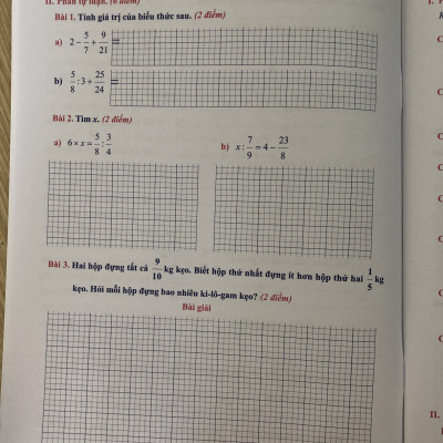 Đề Kiểm Tra Toán 4 Học Kì 2 - Sách tham khảo cấp 1 lớp 4