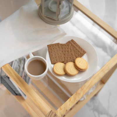 KỆ GƯƠNG GỖ ĐẦU GIƯỜNG MÀU GỖ - GLASS SHELF NATURAL