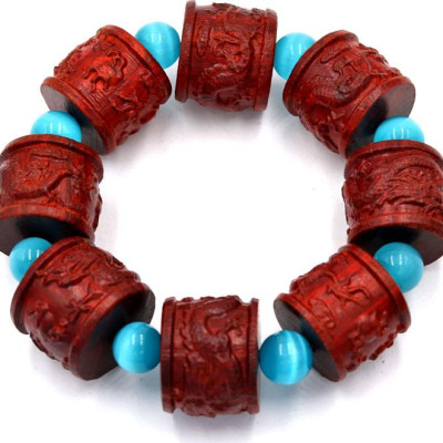Vòng tay chuỗi hạt rồng gỗ trắc đỏ TRDTM2