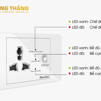 Ổ Cắm Máy Bơm An Toàn Rạng Đông OC03.MB 16A  - Ổ Cắm Chống Giật Cấp N guồn 5V Cho Phao Điện - Công Suất 1500W