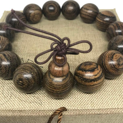 VÒNG TAY GỖ ĐÀN HƯƠNG VẰN DA HỔ SIZE HẠT 15MM - 15 HẠT