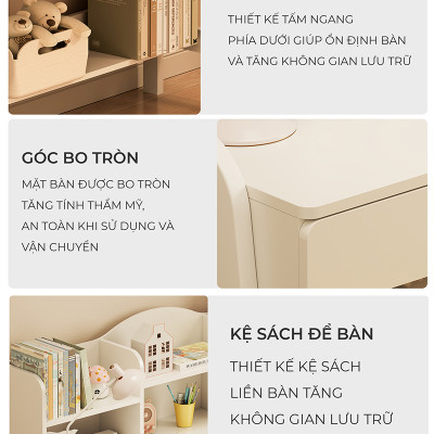 Bàn học trẻ em thông minh kèm kệ sách thương hiệu IGA (không kèm ghế) - GM144