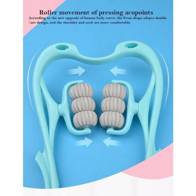Combo 2 Cái Dụng Cụ Massage Cột Sống Cổ Vai Cầm Tay 6 Con Lăn, Mát Xa Cổ Vai Gáy Máy Massage