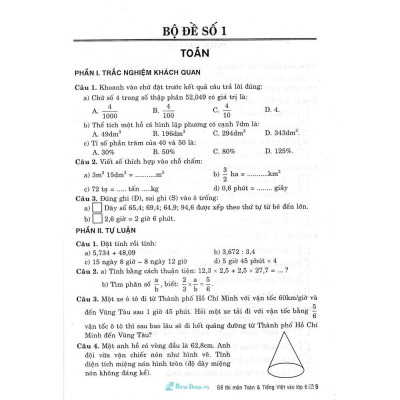 Đề Thi Môn Toán Và Tiếng Việt Vào Lớp 6 (HA-MK)