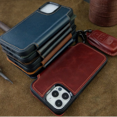 Bao Da cho Iphone 14 Pro Max Luxury Handmade Da Bò Thật