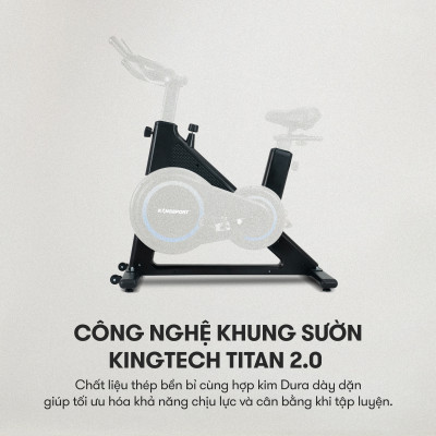 CHỈ GIAO MIỀN NAM | Xe đạp tập KINGSPORT Enjoy E-02 bánh đà 6kg, kháng lực từ tính êm ái, tích hợp đồng hồ đo lường chỉ số, cân nặng phù hợp dưới 80-85kg