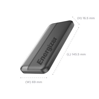 Sạc dự phòng Energizer 10,000mAh /3.7V Li-Polymer UE10050CCBK, công suất 15W đa cổng - Hàng chính hãng