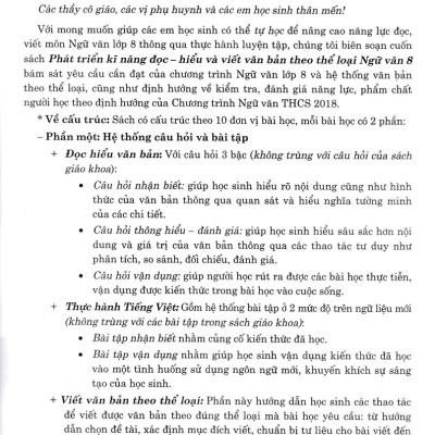 Phát Triển Kĩ Năng Đọc - Hiểu Và Viết Văn Bản Theo Thể Loại Môn Ngữ Văn 8 (Bám Sát SGK Cánh Diều) _HA