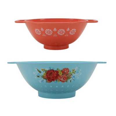 Bộ 2 rổ The Pioneer Woman Sweet Rose 14033, màu xanh/hồng Hàng chính hãng