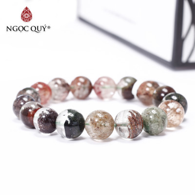 Vòng tay trơn đá thạch anh ưu linh đa sắc size hạt 11mm - Ngọc Quý Gemstones