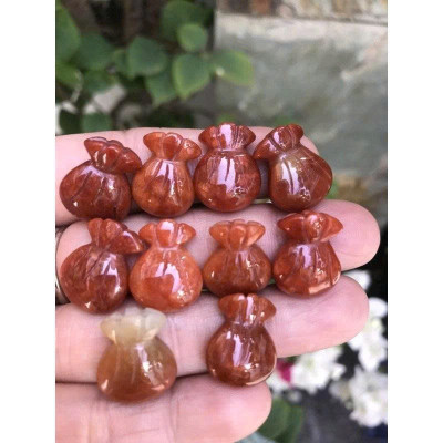 Mặt Dây Chuyền hay Mặt Nhẫn Túi Tiền Đá Cẩm Thạch Đỏ Cam Đậm Đẹp Size Dài 17mm Ngang 14mm Dầy 6mm Nữ lên trang sức đeo đẹp hợp mệnh hỏa mệnh thổ ạ