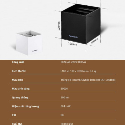 Đèn gắn tường Panasonic HHBQ1005B88, Ánh sáng vàng 3000K, trang trí, thắp sáng lối đi cầu thang, hành lang