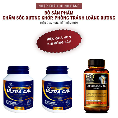 Bộ Sản Phẩm Nhập Khẩu Chăm Sóc Xương Khớp: Viên Uống Xương Khớp Go Glucosamine 1-A-Day 60 Viên Và 2 Hộp Viên Uống Canxi Hữu Cơ Nano NZ Ultra Cal 30 Viên