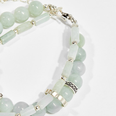 Vòng chuỗi hạt đeo tay 2 line đá cẩm thạch phỉ thúy 8mm mệnh hỏa , mộc - Ngọc Quý Gemstones