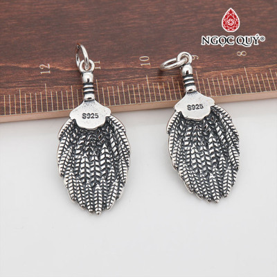 Charm bạc treo lông vũ họa tiết âm dương - Ngọc Quý Gemstones