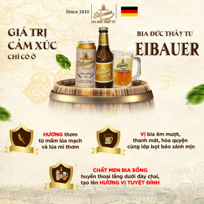 [BIA ĐỨC_SINCE 1810] Bia Tươi Thầy Tu EIBAUER HEFEWEIZEN HELL 5.2 ĐỘ - Bia Tươi Men Sống Thượng Hạng - Nhập Khẩu