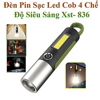 Đèn Pin Sạc Led Cob 4 Chế Độ Siêu Sáng Xst- 836 Dài 17Cm Có Móc Treo