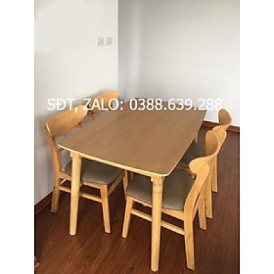Bộ bàn ăn mango tự nhiên 1m2 + 4 ghế mango  Thương hiệu Nội Thất Bình Long 