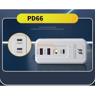 Ổ Cắm Điện Đa Năng 66W 4 Cổng Sạc Với 2 Cổng Usb Và 2 Cổng Type-C Pd
