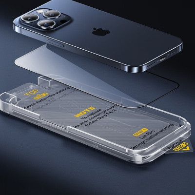 Kính cường lực khung tự dán cho iPhone 16 ProMax / 16 / 16 Plus / 16 Pro hiệu WIWU SQ-008 Easy install - Viền siêu mỏng 0.33mm, chống mẻ cạnh, Phủ nano siêu mượt - Hàng nhập khẩu