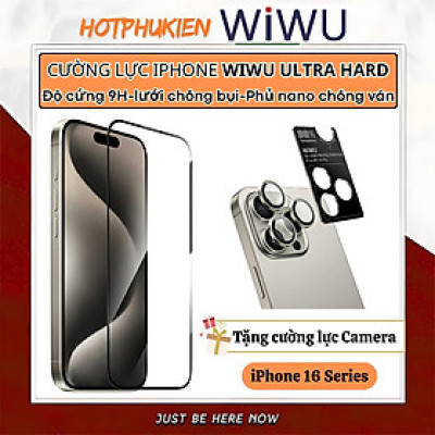 Tấm dán kính cường lực màn hình & bảo vệ camera cho iPhone 16 Pro Max / iP 16 Pro hiệu WIWU Ultra Hard - Độ cứng 9H , Phủ Nano, Vát cạnh 2.5D, Lớp phủ Olephobic - Hàng nhập khẩu