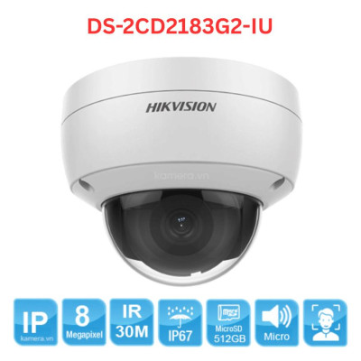Camera IP HIKVISION DS-2CD2183G2-IU 8MP  30m, Tích hợp Mic, phát hiện người và phương tiện, Phát hiện khuôn mặt ,.-Hàng chính hãng