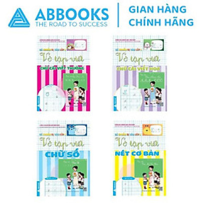 Bộ 4 Cuốn - Bé Chuẩn Bị Vào Lớp 1- Vở Tập Viết Nét Cơ Bản, Viết Thường, Viết Hoa, Chữ Số