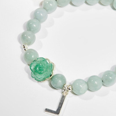 Vòng tay phong thủy nữ đá cẩm thạch phỉ thúy charm hoa 8mm mệnh hỏa , mộc - Ngọc Quý Gemstones