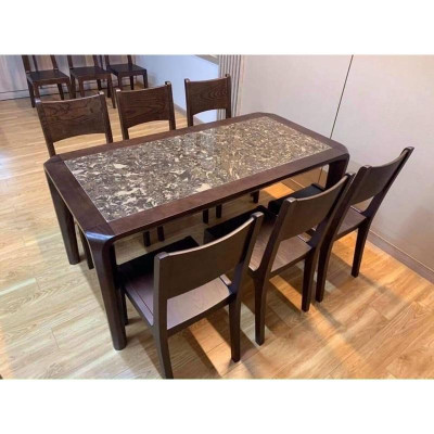 Mẫu Bàn Ăn Gỗ Mặt Đá 6 Ghế Đẹp