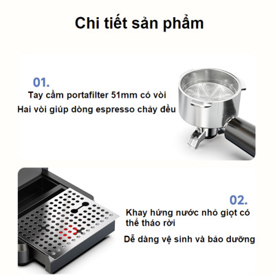 Máy pha và xay cà phê bán tự động 3 trong 1 Espresso, Cappuccino, Latte thương hiệu Mỹ cao cấp HiBREW H20 - Công suất 1500W 20bar - Hàng chính hãng