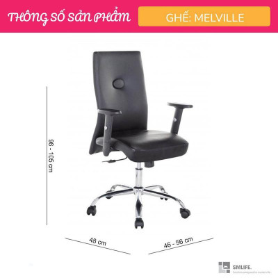 Ghế xoay văn phòng lưng trung rời bọc da SMLIFE Melville