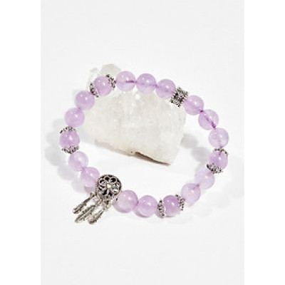 Vòng tay phong thủy đá thạch anh tím phối charm 8mm mệnh hỏa , thổ - Ngọc Quý Gemstones