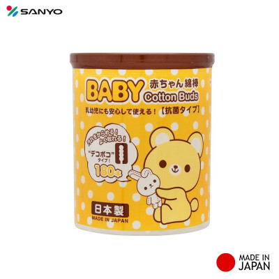 Combo 02 Hộp tăm bông ngoáy tai in hoạt hình ngộ nghĩnh cho bé Sanyo - Made in Japan