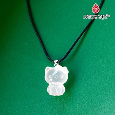 Mặt dây chuyền mèo kitty pha lê hồng cao cấp - Ngọc Quý Gemstones