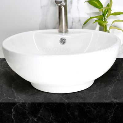 Chậu lavabo trắng sứ dương bàn dáng bầu tròn cao cấp Hiwin LP-8008