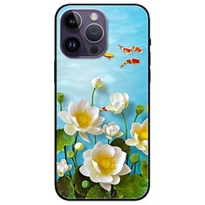 Ốp lưng dành cho Iphone 14 - Iphone 14 Plus - Iphone 14 Pro - Iphone 14 Pro Max - Hoa Sen Trắng Và Cá Đỏ