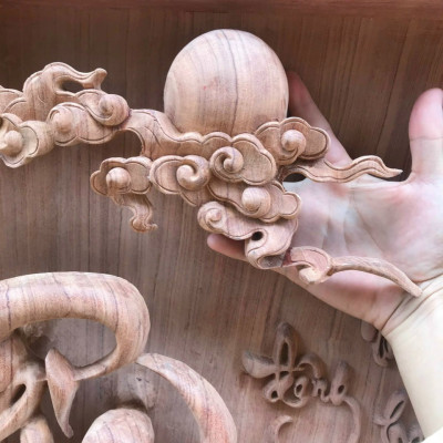 Cặp tranh điêu khắc treo tường tích lý ngư vọng nguyệt đẹp long lanh  bằng gỗ hương đá kt 47×147×10cm