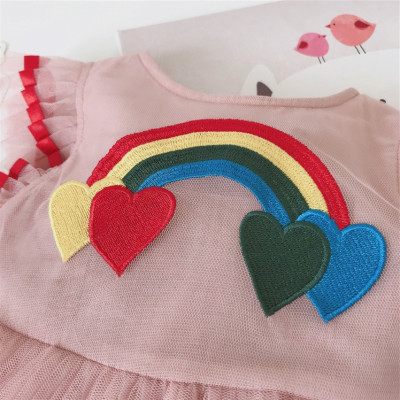 Váy đầm cầu vồng bé gái, chân váy 3 tầng bồng xinh xắn, họa tiết thêu nổi rực rỡ, chất đẹp mát | MV24