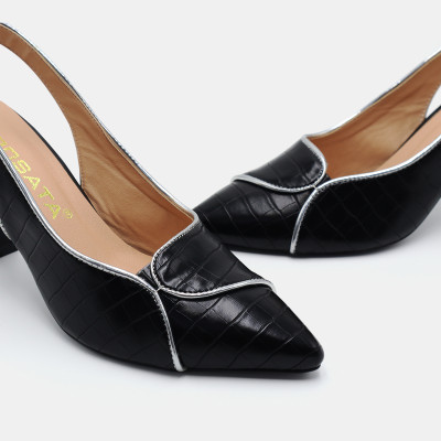 Giày sandal nữ cao gót 6 phân hàng hiệu rosata đẹp hai màu đen trắng ro551