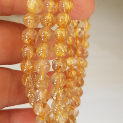  Vòng thạch anh tóc vàng tự nhiên trong bóng đẹp size hạt 5mm - 6mm các Chị em nữ đeo kiểu quấn 3 vòng tay màu vàng tươi sáng bóng chuẩn hợp nữ mệnh kim thổ  thủy đeo quyến rũ xinh đẹp trẻ trung may mắn đặc biệt tốt sức khỏe công việc tài lộc rẻ đẹp ạ