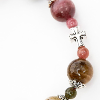 Vòng chuỗi Mân Côi Rosary Bracelet đá tourmaline đa sắc - Ngọc Quý Gemstones