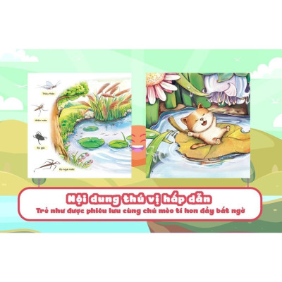 Sách - Cuộc Phiêu Lưu Của Mèo Tí Hon Trong Hồ Nước - 20 Stickers Con Vật - Megabook